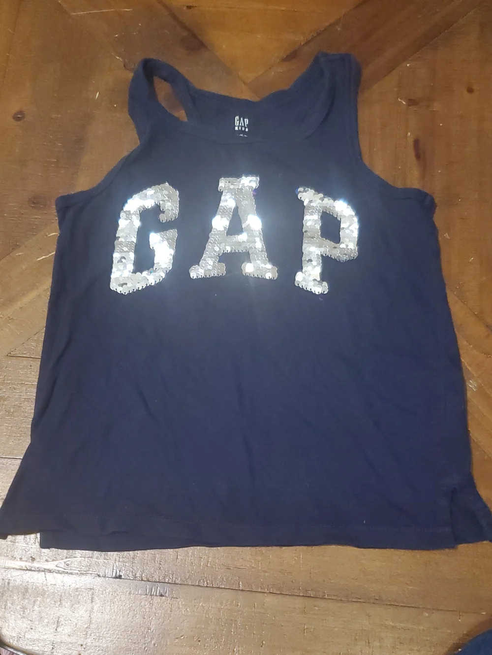 GAP Navy Tank with Silver Sequin Logo Detail